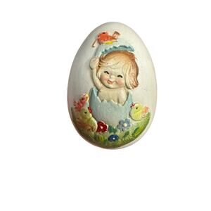 Vtg Hand Carved Girl In‎ Egg Chick 1989 Annual Egg - Juan Ferrandiz Arni Torriat